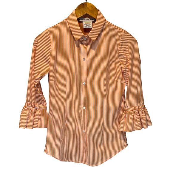 Gretchen Scott Striped Priss Brooks Button Down Blouse - size Shrimp (XXS) - Picture 1 of 6